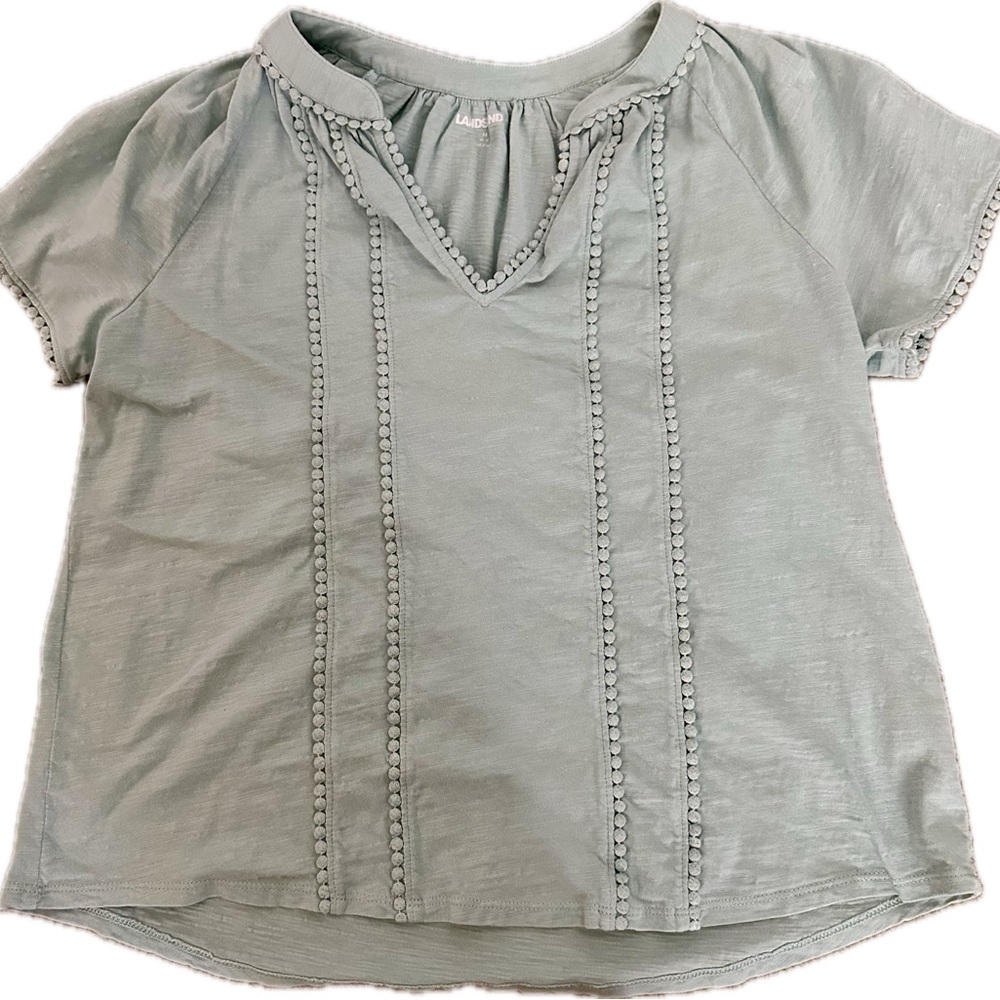 Lands' End Women's Slub Short Sleeve Tee - Misty Aqua